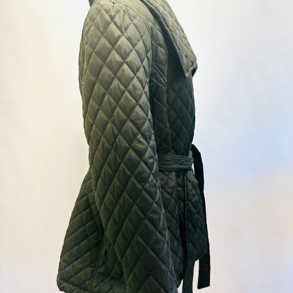 WESTPORT Button Down Snap Button Tie at the Waist Green Quilted Jacket Size 1X - Picture 8 of 12